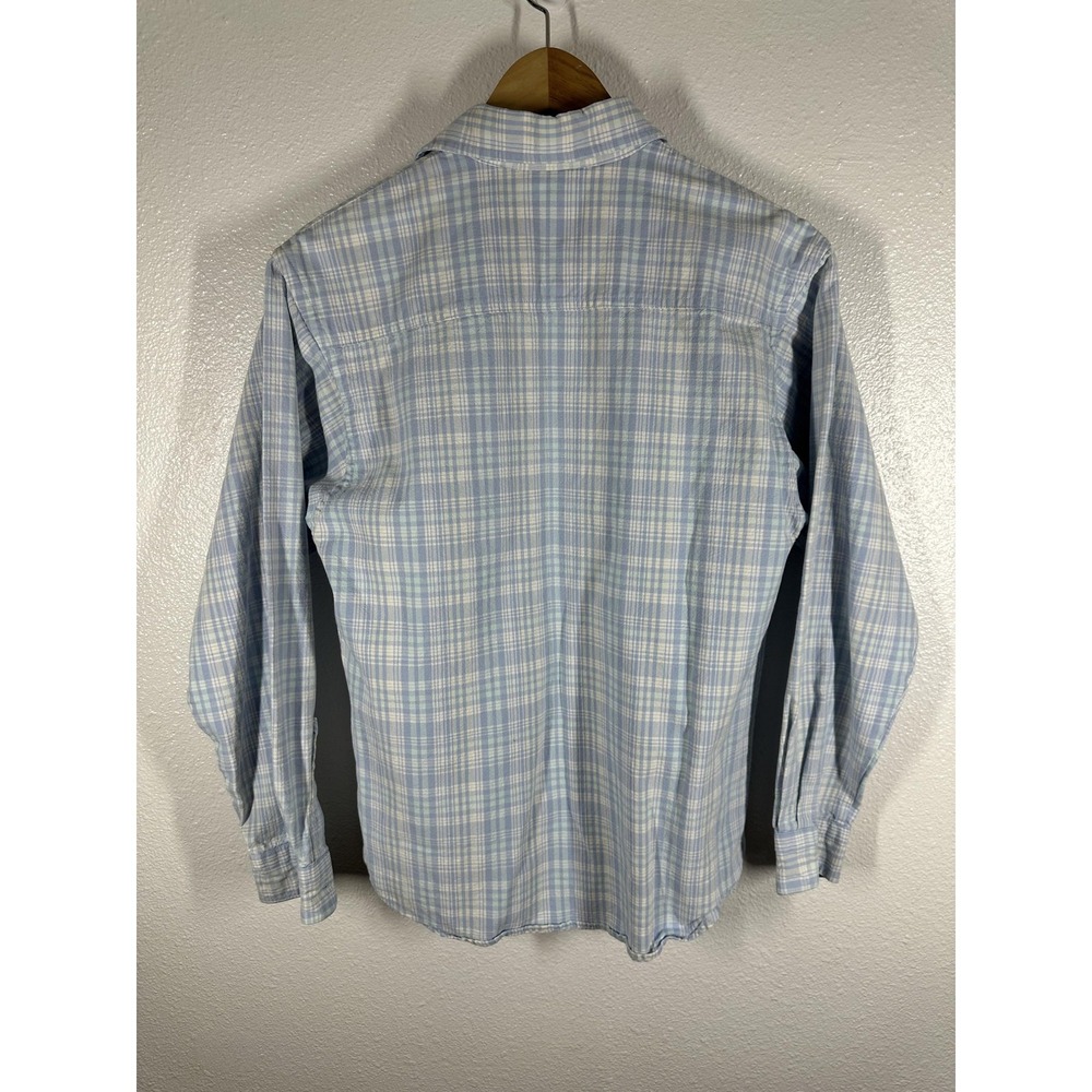 Texas Cotton Shirt Mens Small Blue Plaid Button Front Long Sleeve Casual‎ Summer - Picture 2 of 7